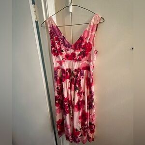 Ladies Red & Pink Floral Dress
